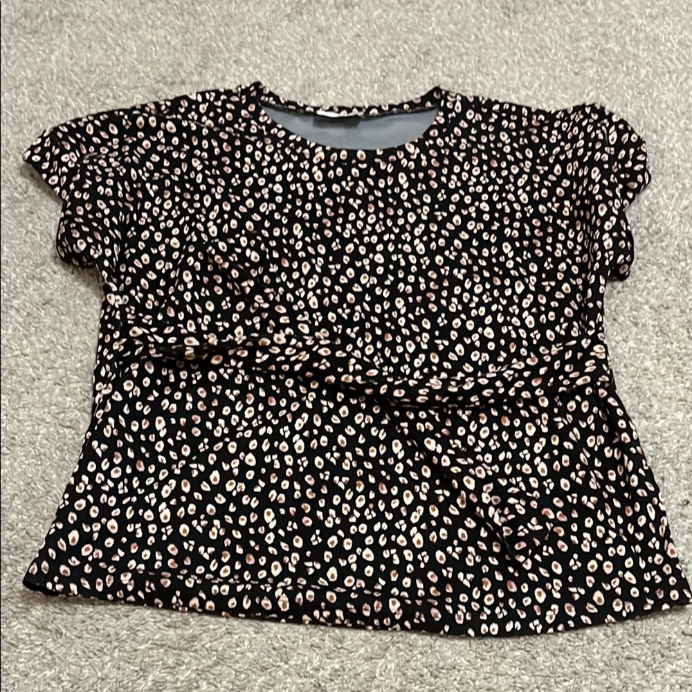Black and Pink Women’s Top with waist tie